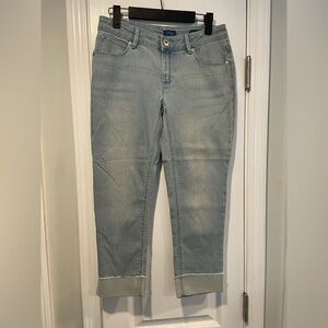 NWOT J. Jill Denim Size 2P Authentic Fit Light Wash Cuffed Cropped Stretch Jeans